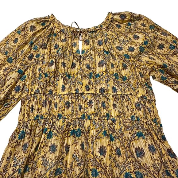ULLA JOHNSON Val Gathered Printed Cotton-blend Mini Dress In Yellow, NWT - Picture 9 of 16